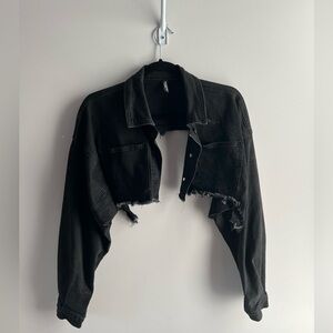 Super Cropped Black Denim Jacket size M